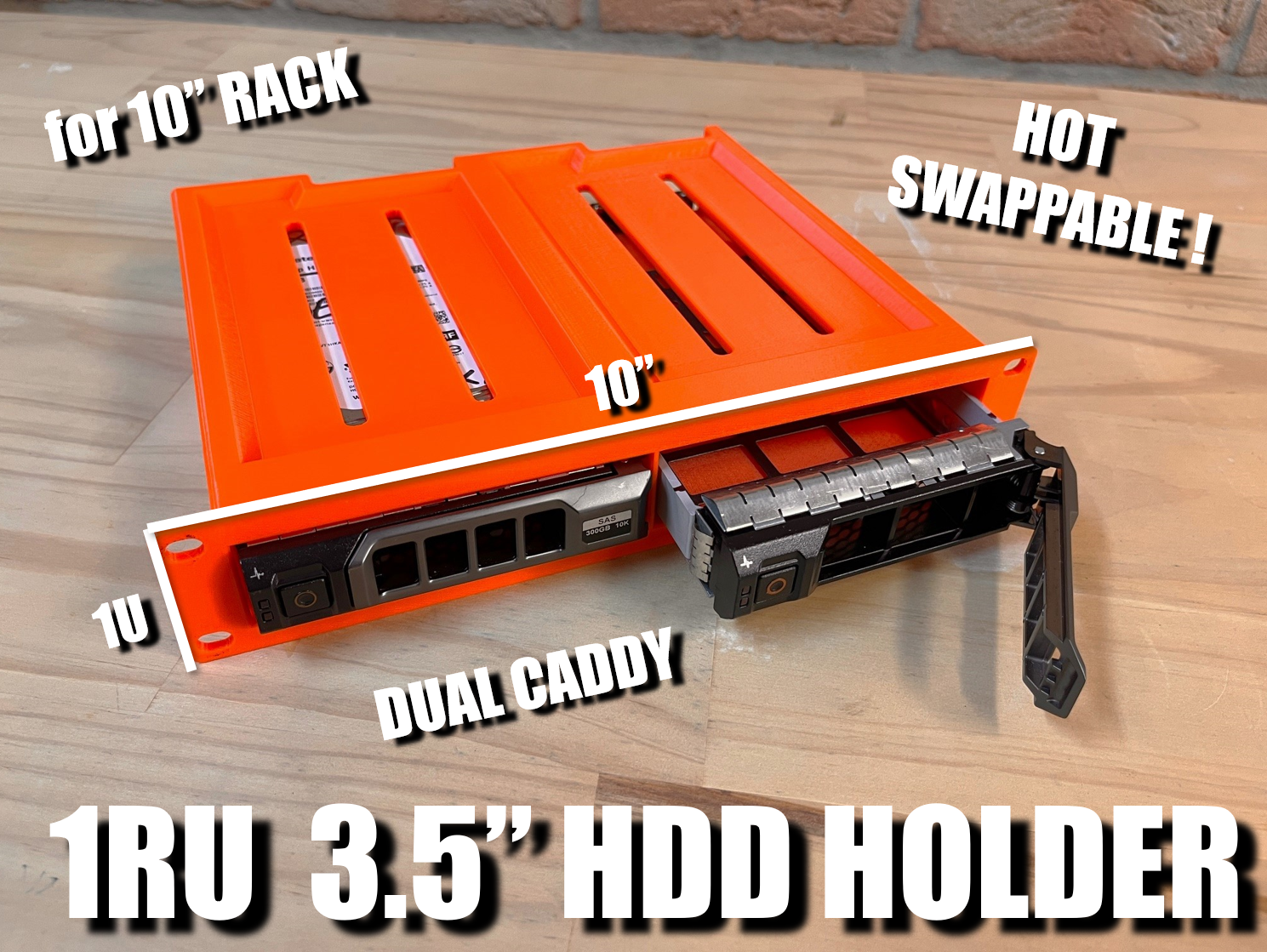 Держатель для двух HDD 3.5" в серверную стойку 10"